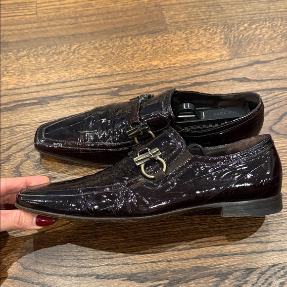 Cesare Paciotti Mens Dress Shoes Horsebit Loafer Brown Patent Leather Italy Sz 7